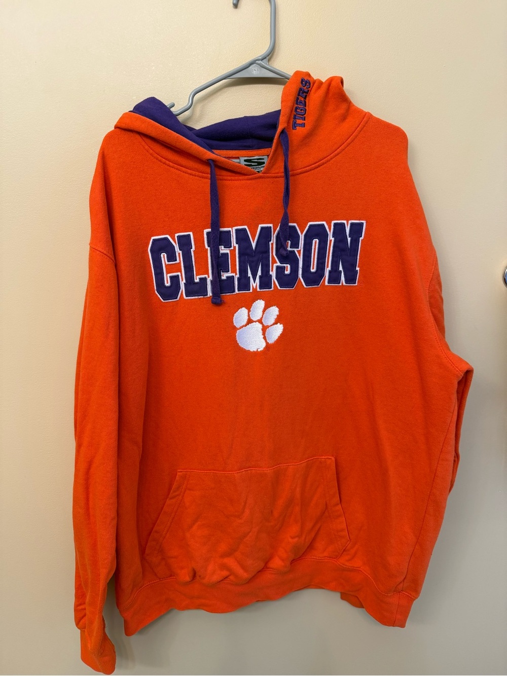 Stadium Athletics Orange and Purple Pullover Hoodie with Hood Drawstrings
